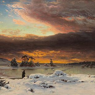 "Talvimaisema, auringon mailleen mentyae (Winterlandschaft, Abendstimmung)" von Fanny Churberg